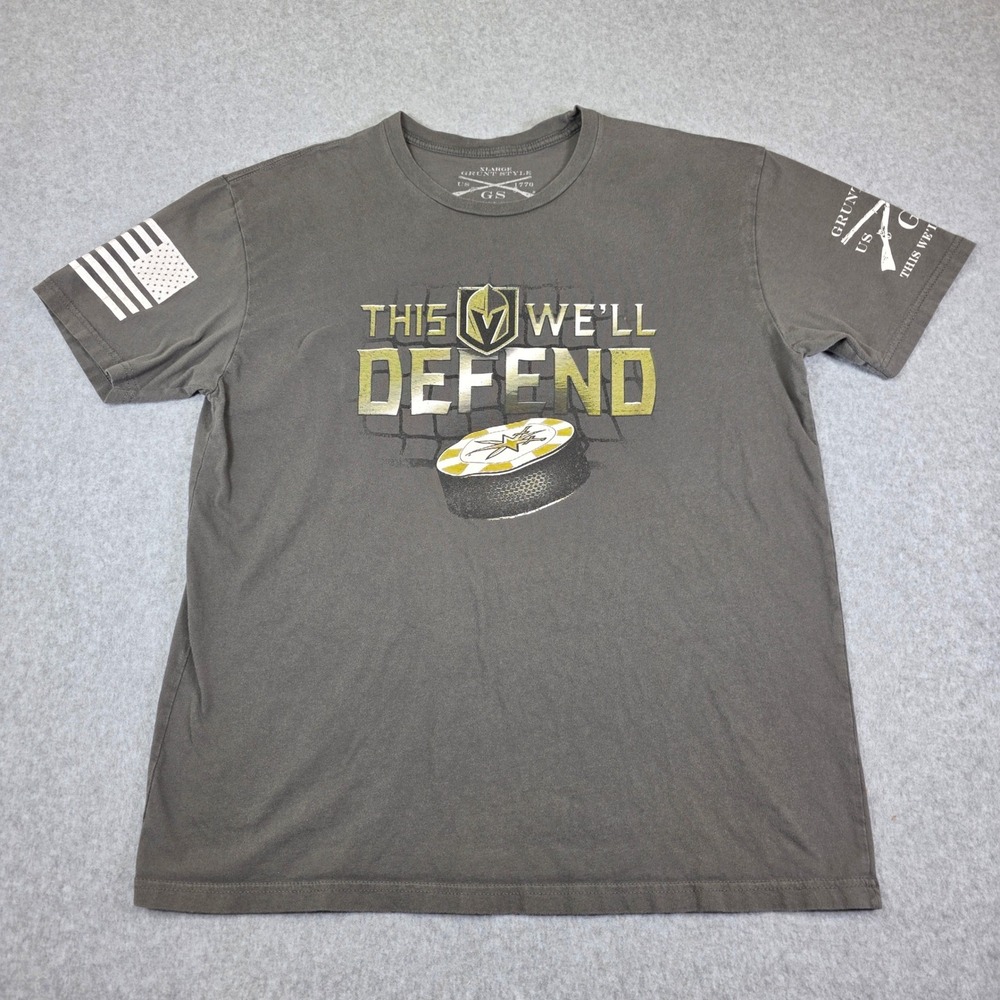 Grunt Style Golden Knights This We'll Defend T-Shirt Men's Size XL Gray Hockey - Picture 2 of 9
